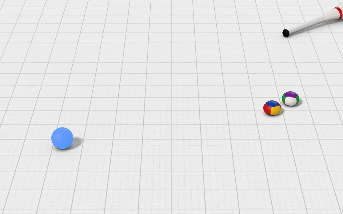 Illustration of the 5 devil stick sets to scale, next to juggling beanbags, an LED juggling ball and a juggling club for size