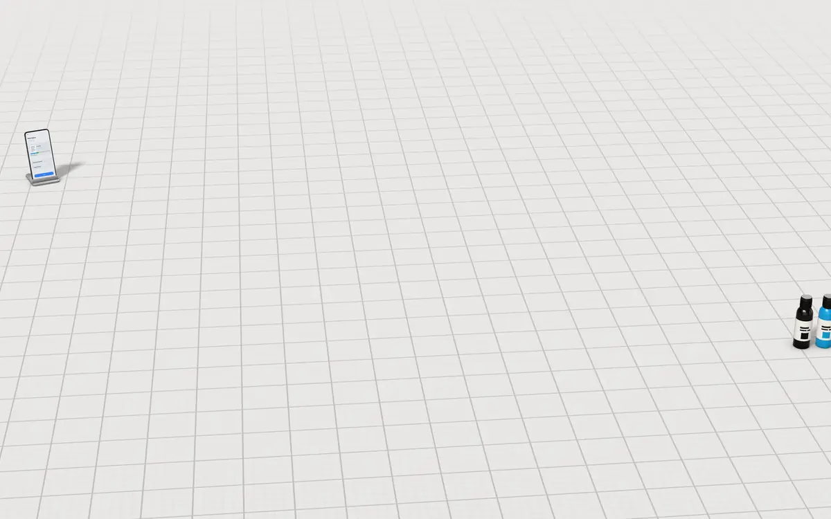 Illustration of the 5 home printers to scale, next to refill ink bottles and a phone sending a print job for size