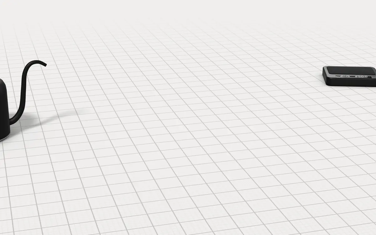 Illustration of the 5 pour-over coffee makers to scale, next to a gooseneck kettle and a coffee scale for size